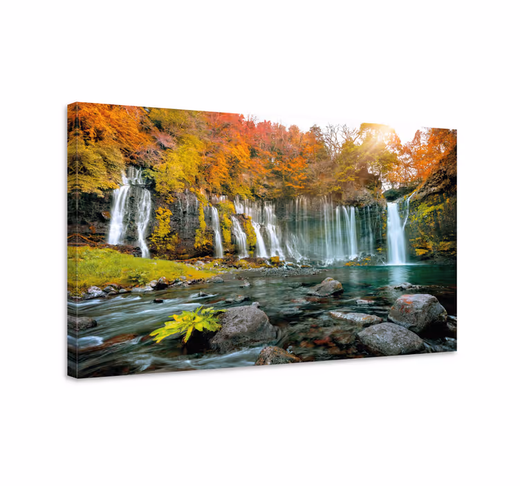 Tableau paysages scène de cascade automnale - TenStickers