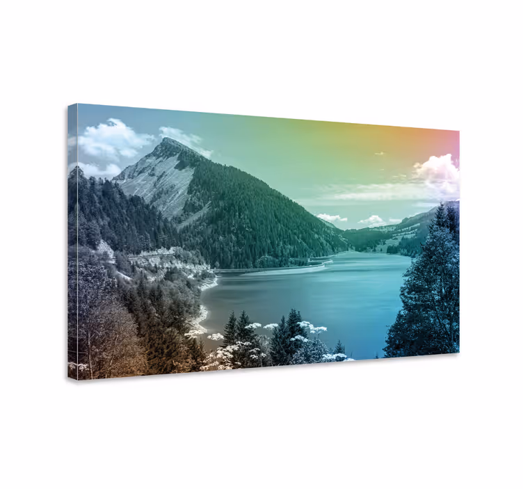 Tableau paysages vue sur le lac montagneux - TenStickers