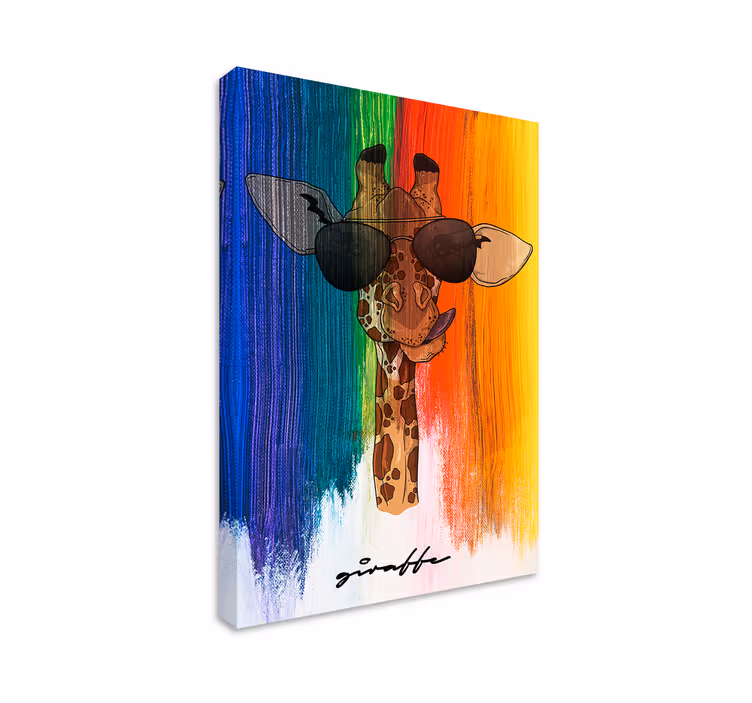 Tableau chevaux girafe avec lunettes de soleil - TenStickers