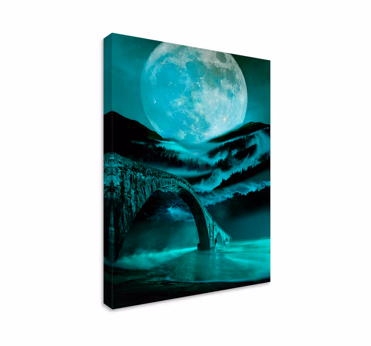 Tableau paysages pont illuminé par la lune - TenStickers