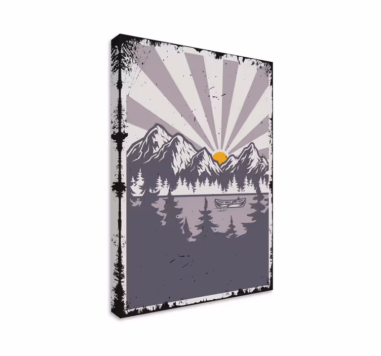 Tableau paysages coucher de soleil en montagne - TenStickers