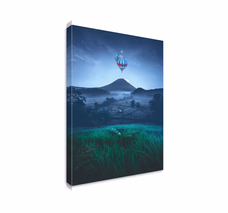 Tableau paysages montgolfière au-dessus de la montagne - TenStickers