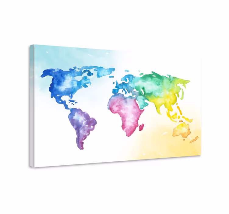 Tableau carte du monde atlas global aquarelle - TenStickers