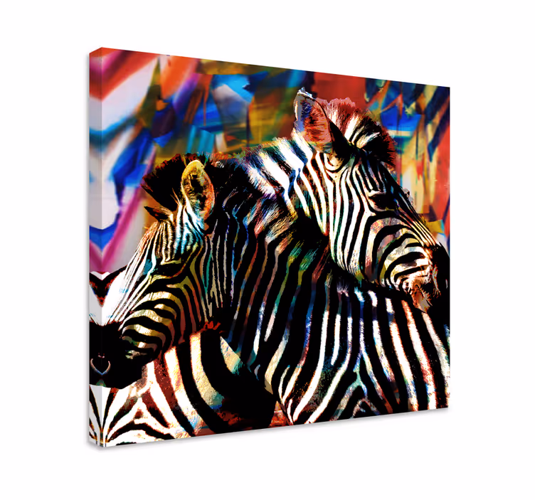 Tableau animaux duo de zèbres colorés - TenStickers