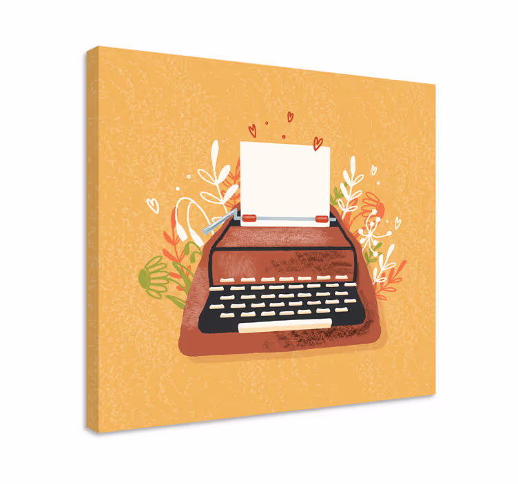 Tableau musique machine à écrire avec fleurs - TenStickers