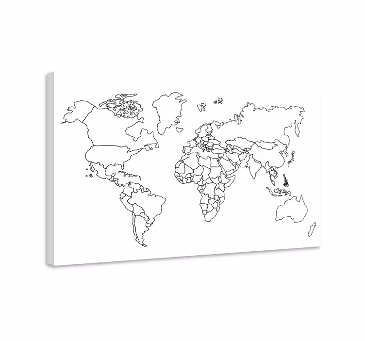 Tableau carte du monde carte du monde en contour - TenStickers