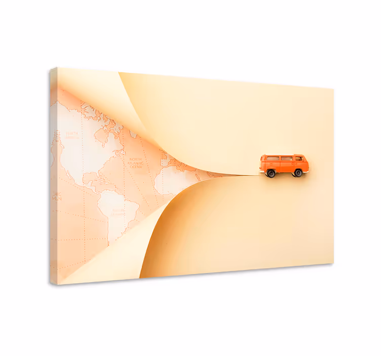 Tableau villes et pays combi orange voyageur - TenStickers