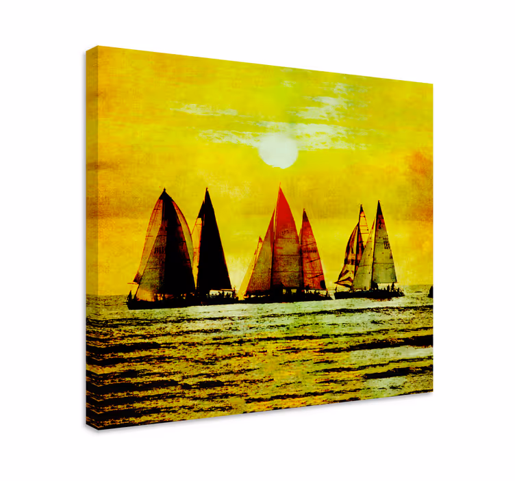 Tableau mer scène de voile au coucher du soleil - TenStickers