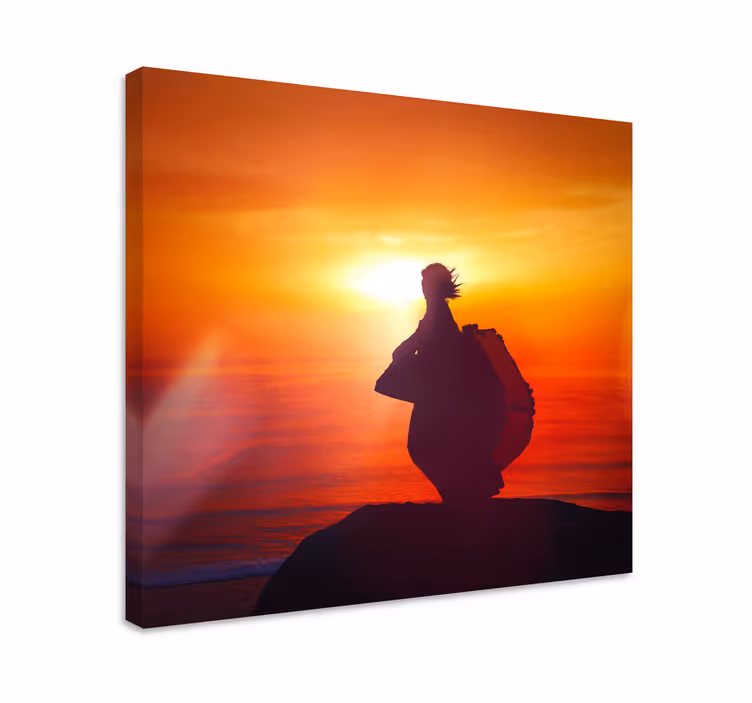 Tableau abstrait silhouette au coucher de soleil - TenStickers