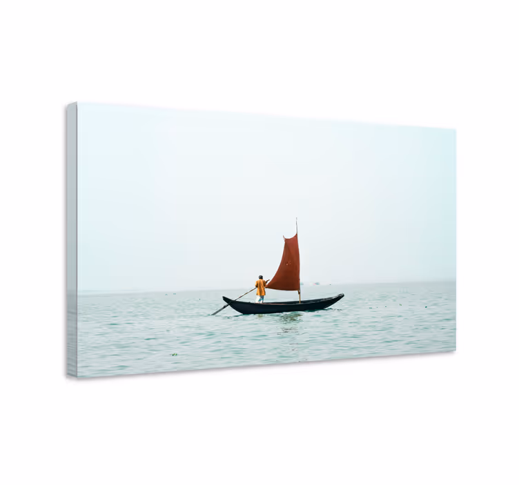 Tableau paysages voilier à la voile rouge - TenStickers