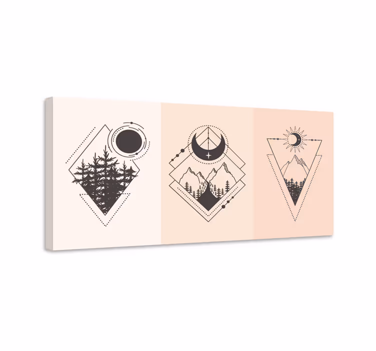 Tableau formes géométriques emblème géométrique de montagne - TenStickers