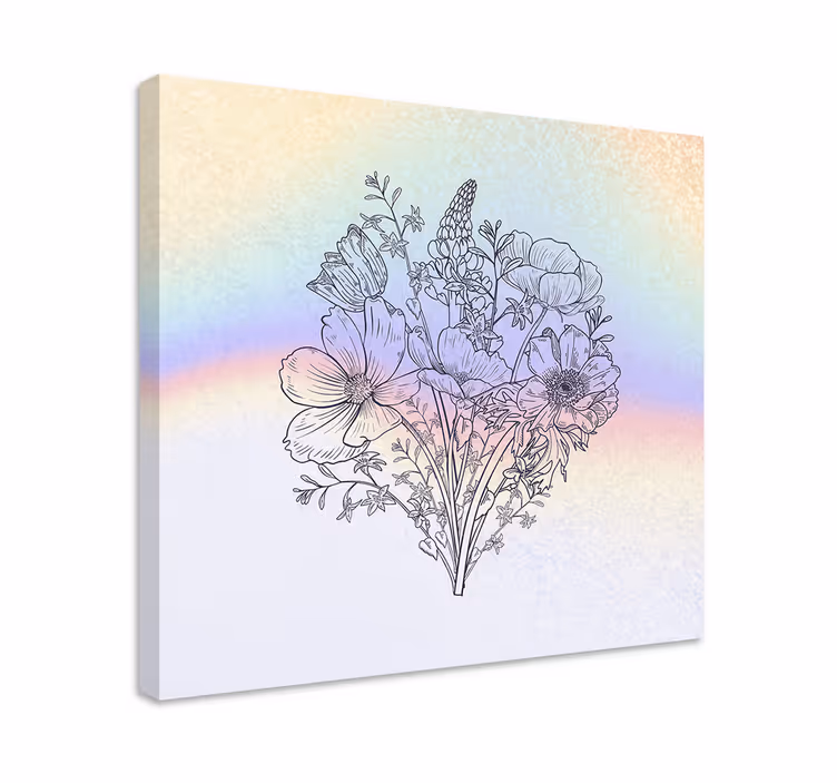 Tableau fleurs et plantes contour de bouquet floral - TenStickers