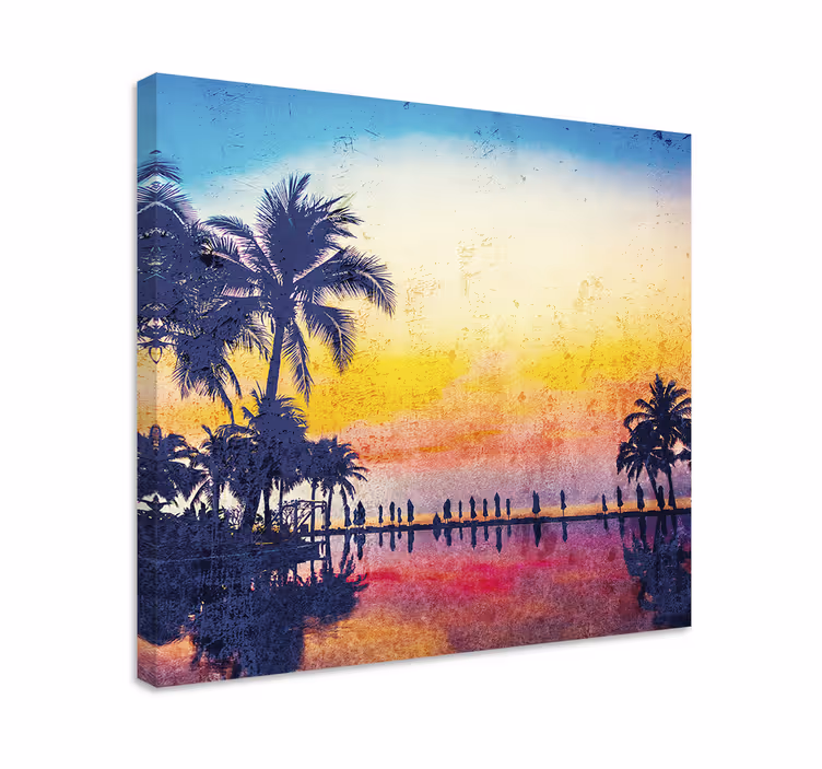 Tableau paysages réflexion de palmier en silhouette - TenStickers