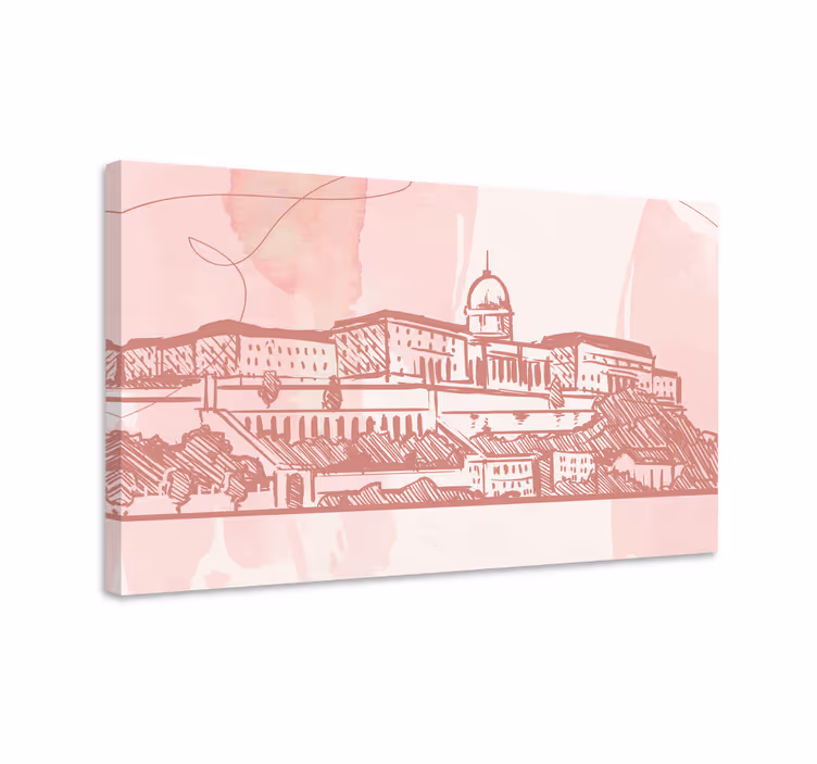 Tableau villes et pays silhouette de ville historique - TenStickers