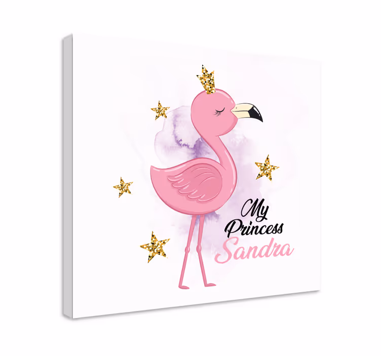 Tableau animaux ma princesse flamant rose avec nom - TenStickers