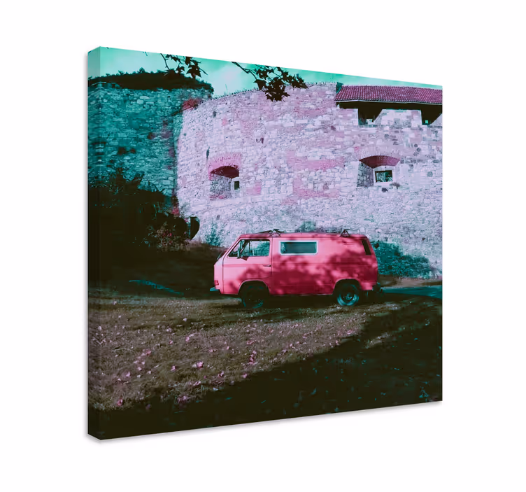 Tableau abc fourgon rose vintage - TenStickers