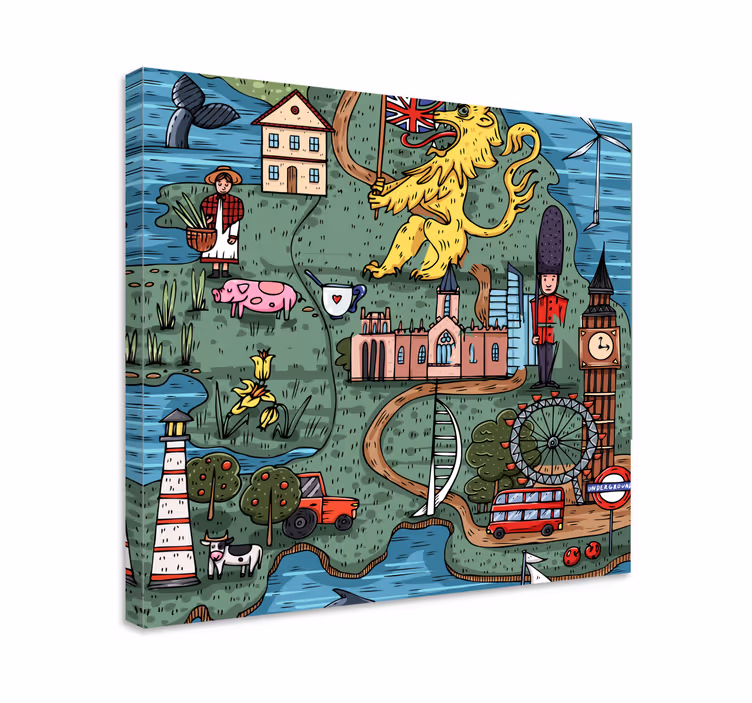 Tableau villes et pays carte de l'angleterre - TenStickers