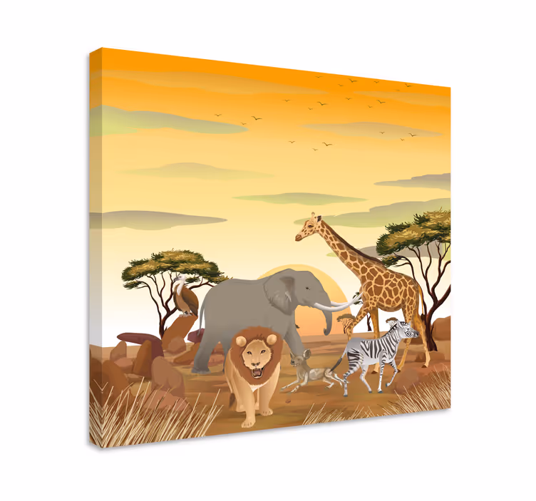 Tableau éléphants scène de la faune savane - TenStickers