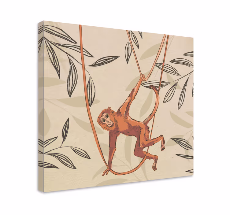 Tableau animaux singe en balançoire - TenStickers