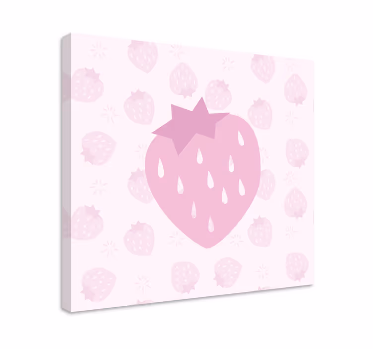 Tableau fruits fraise en cœur rose - TenStickers