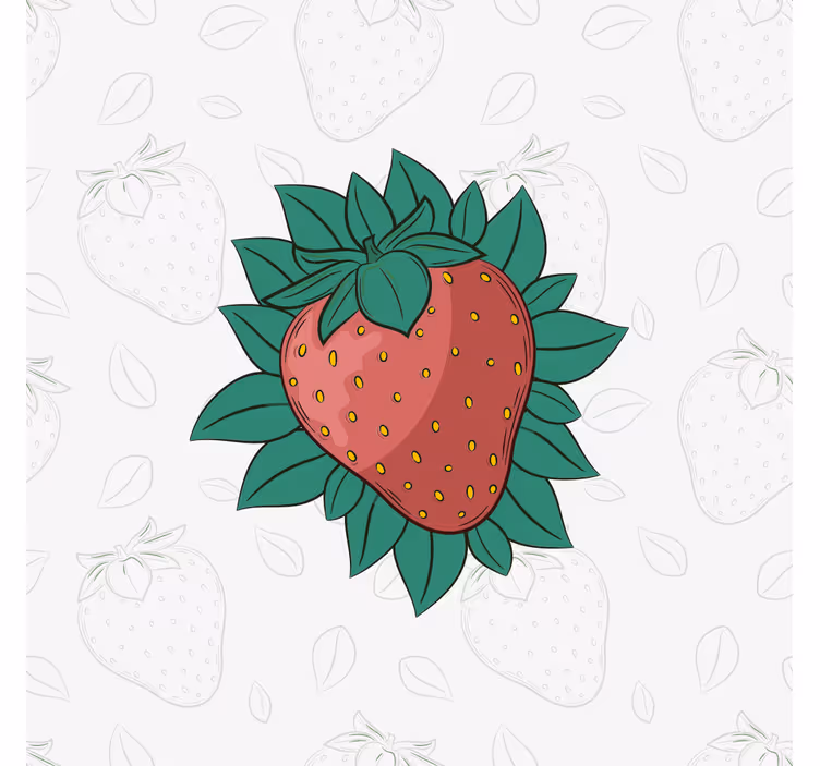 Tableau fruits fraise avec feuilles - TenStickers