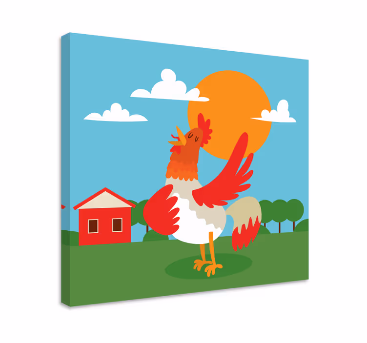 Tableau animaux coq célébrant le lever du soleil - TenStickers