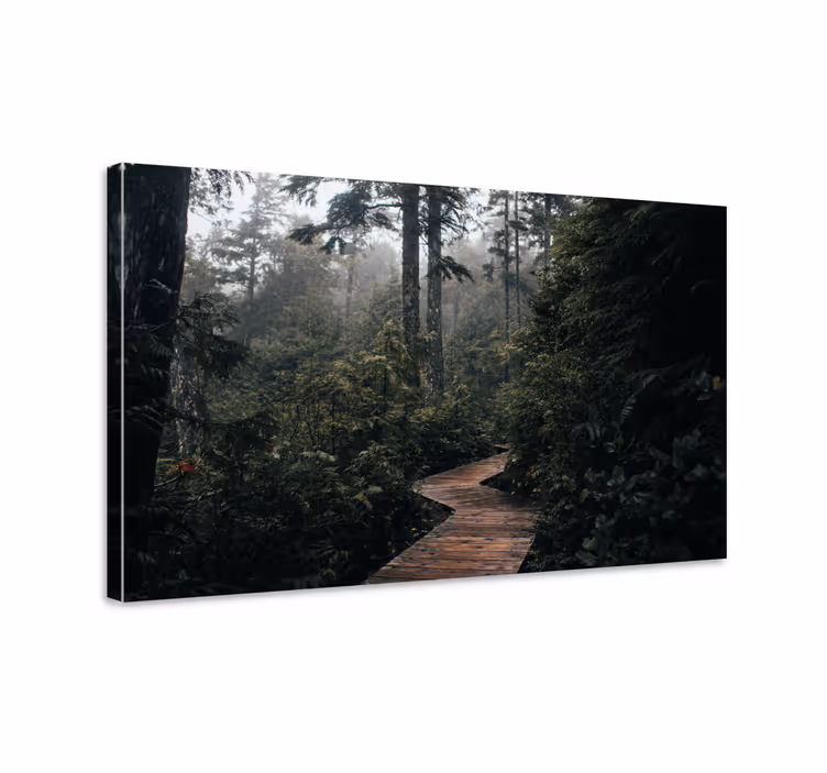 Tableau paysages voyage sur un chemin en bois - TenStickers
