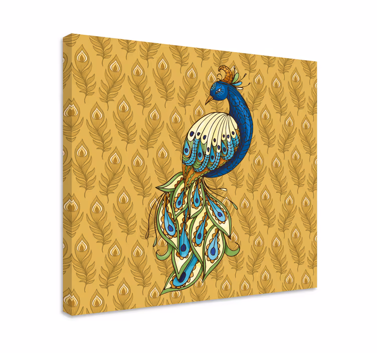 Tableau oiseaux Fleurs dorées de dinde florale - TenStickers