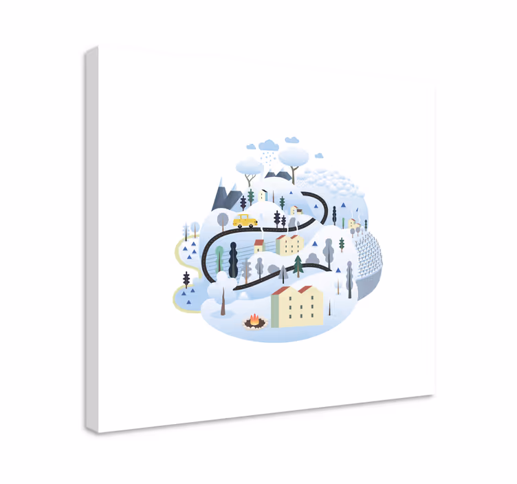 Tableau villes et pays route panoramique d'hiver - TenStickers