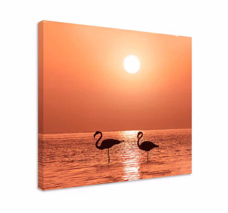 Tableau oiseaux flamants au coucher du soleil - TenStickers