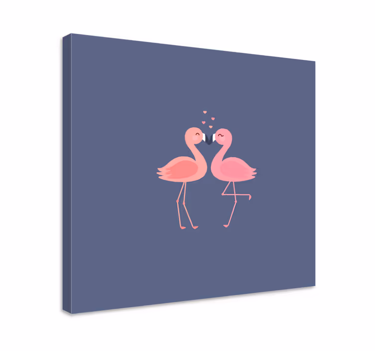 Tableau entrée Flamants roses formant un coeur - TenStickers