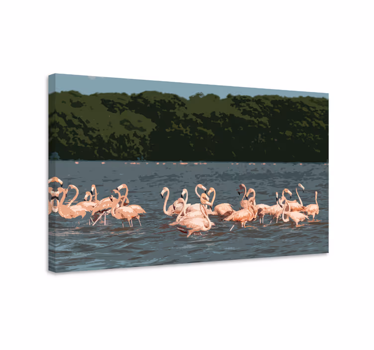 Tableau oiseaux formation de flamants roses - TenStickers