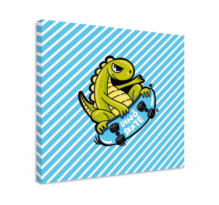 Tableau dinosaures amusant en skateboard - TenStickers