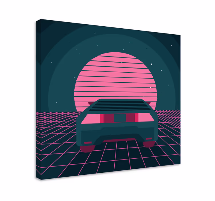 Tableau moderne scène de voiture rétro - TenStickers