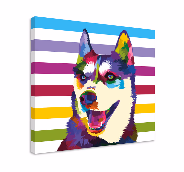 Tableau chiens portrait coloré de husky - TenStickers