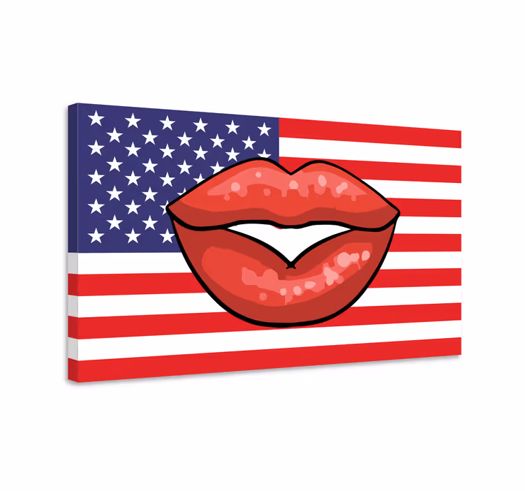 Tableau vintage lèvres sur drapeau - TenStickers