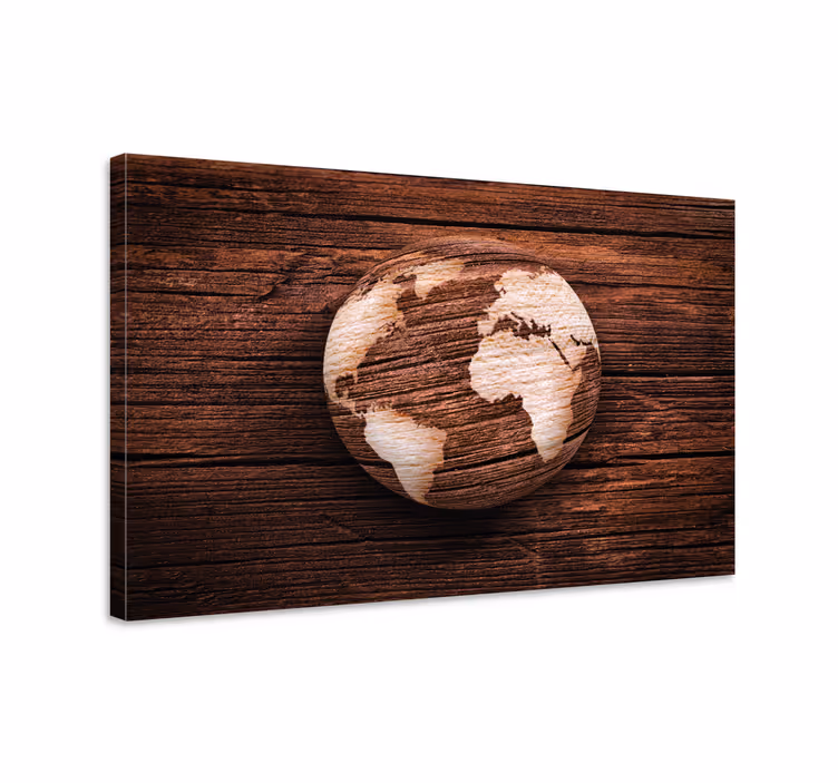 Tableau carte du monde design globe en bois - TenStickers
