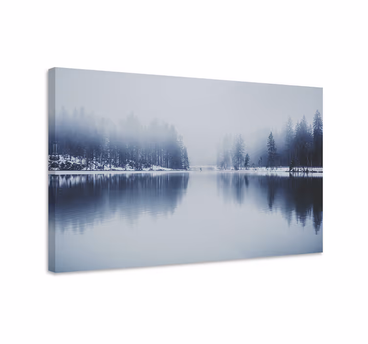 Tableau paysages reflet de forêt brumeuse - TenStickers