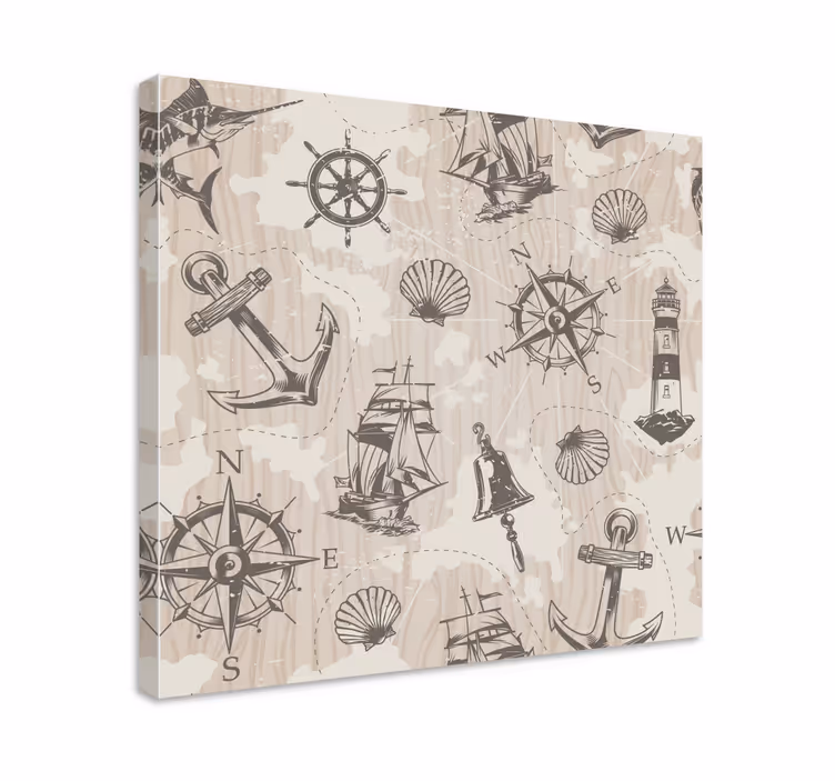 Tableau villes et pays éléments nautiques de navigation - TenStickers