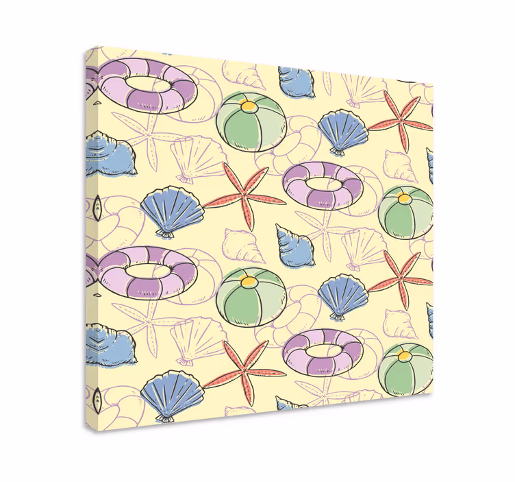 Tableau mer coquillages et bouées de sauvetage - TenStickers