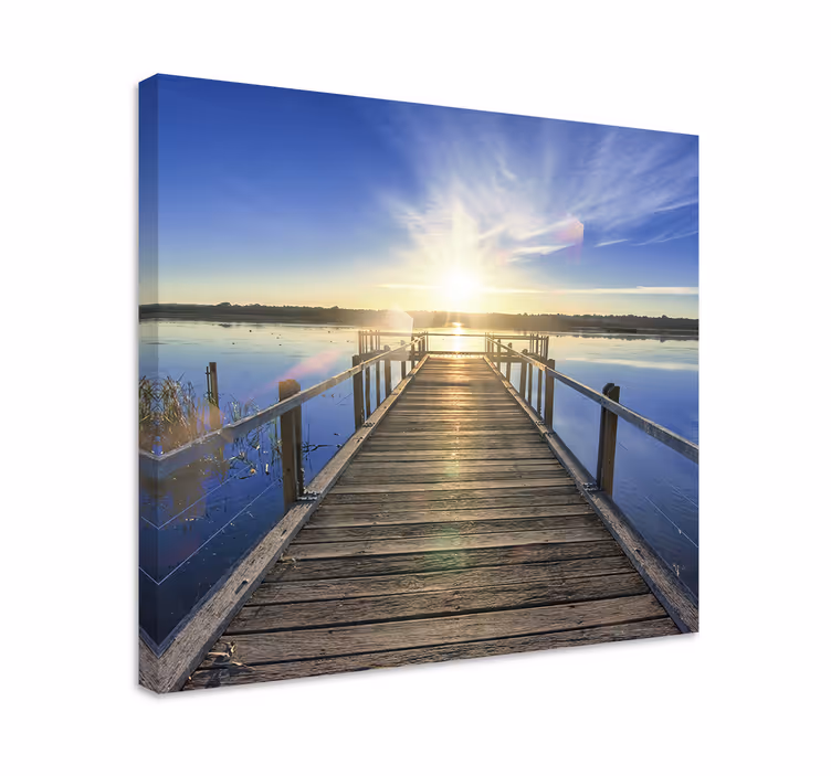 Tableau paysages quai de lac ensoleillé - TenStickers