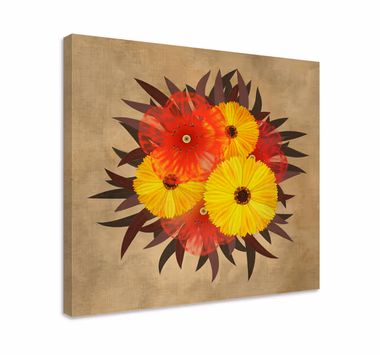 Tableau fleurs et plantes arrangement en fleurs vibrantes - TenStickers