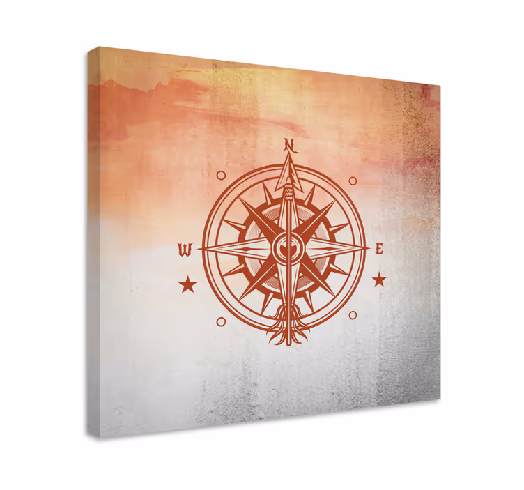 Tableau carte du monde design rose des vents - TenStickers
