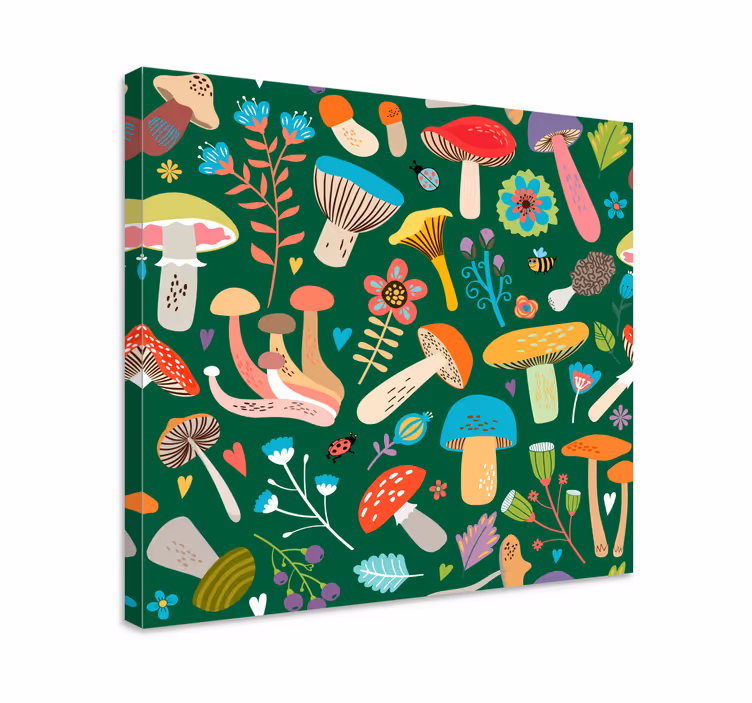 Tableau fleurs et plantes motif champignons vibrant - TenStickers