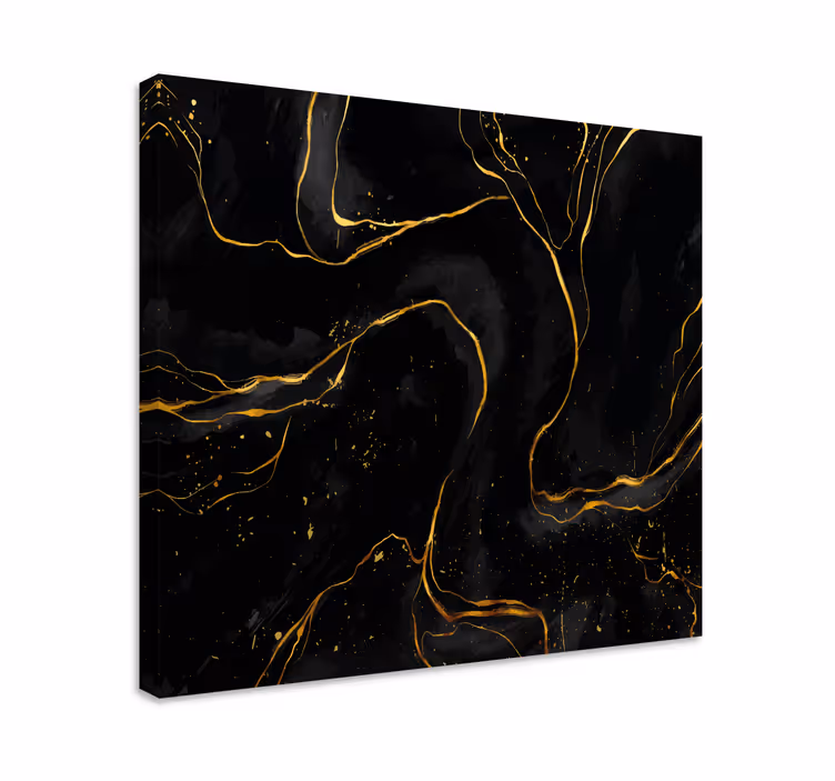Tableau Marbre noir et doré - TenStickers