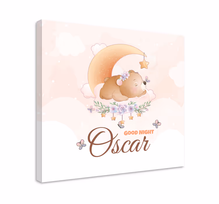 Tableau chambre bébé Ours mignon pour garçon avec nom - TenStickers
