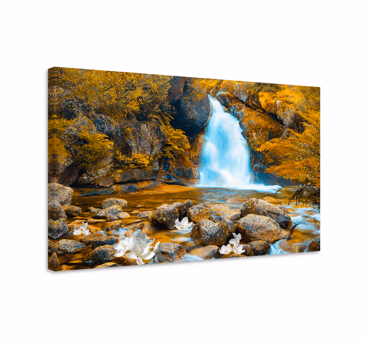 Tableau fleurs et plantes paysage de cascade serein - TenStickers