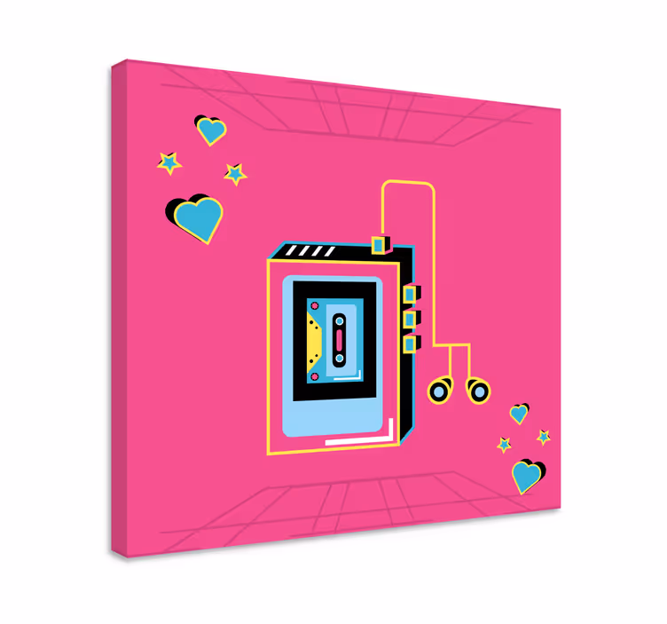 Tableau musique cassette rétro amour - TenStickers