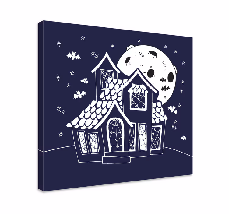 Tableau paysages silhouette maison hantée - TenStickers