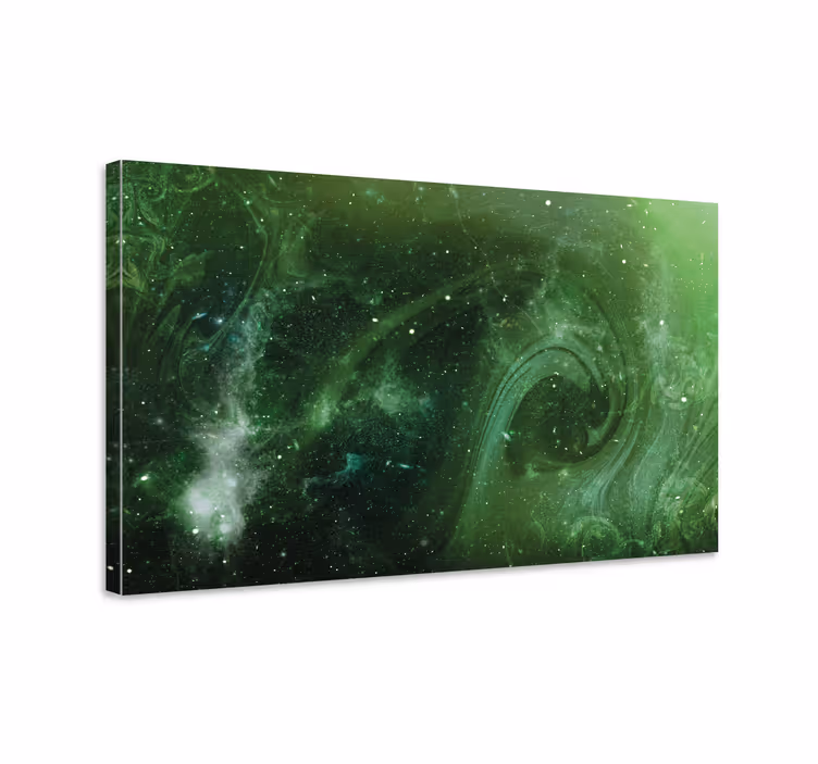 Tableau abstrait tourbillon vert cosmique - TenStickers